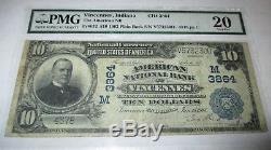 10 € 1902 Vincennes Indiana In Billet De Banque National En Monnaie Projet De Loi N ° 3864 Pmg Vf20