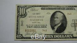 10 $ 1929 À New York Ny Batavia Banque Nationale Monnaie Note Bill! Ch. # 340 Vf ++