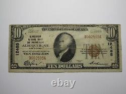 10 $ 1929 Albuquerque Nouveau Mexique NM Billet de Banque National #12485 BON+