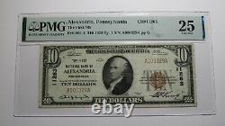 10 1929 Alexandria Pennsylvania Ap Monnaie Nationale Note De Banque Bill #1263 Vf25