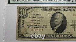 10 $ 1929 Arcola Illinois IL National Monnaie Banque Bill! Ch. 2204 Vf20 Pmg