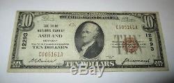 10 $ 1929 Ashland Kentucky Ky Banque Nationale Monnaie Note Bill Ch. # 12293 Fin