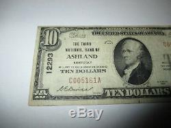 10 $ 1929 Ashland Kentucky Ky Banque Nationale Monnaie Note Bill Ch. # 12293 Fin
