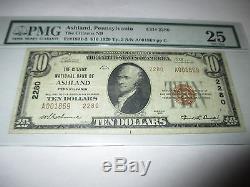 10 $ 1929 Ashland Pennsylvanie Pa Note De La Banque Nationale Bill No 2280 Vf Pmg