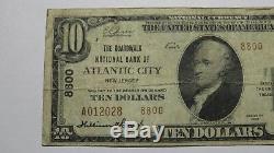10 $ 1929 Atlantic City New Jersey Nj Banque Nationale Monnaie Remarque Bill # 8800 Fin
