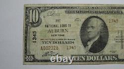 10 $ 1929 Auburn New York Ny Monnaie Nationale Banque Note Bill Ch. #1345 Rare