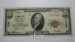 10 $ 1929 Auburn New York Ny Monnaie Nationale Banque Note Bill Ch. #1345 Vf+
