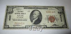$ 10 1929 Azusa California Ca Billet De Banque National Bill Ch. # 8065 Fin