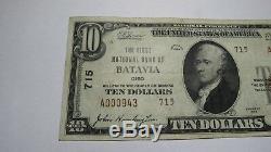 10 $ 1929 Batavia Ohio Oh Billet De Banque National! Ch. # 715 Amende +