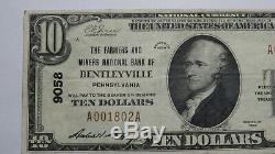 10 $ 1929 Bentleyville Pennsylvania Pa Banque Nationale Monnaie Remarque Le Projet De Loi # 9058 Xf +