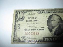 $ 10 1929 Bill Winsted Connecticut Ct Bill De Billet De Banque National! # 1494 Fine