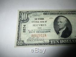 10 $ 1929 Billet De Banque Bucyrus Ohio Oh En Monnaie Nationale Bill Ch. # 3274 Très Bien