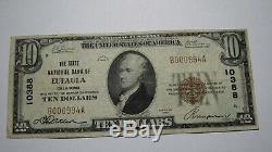 10 $ 1929 Billet De Banque D'eufaula Oklahoma Ok En Monnaie Nationale Billet De Banque N ° 10388 Vf Rare