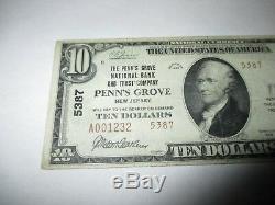 10 $ 1929 Billet De Banque De La Monnaie Nationale Du Penn's Grove Dans Le New Jersey Dans Le New Jersey (nj)