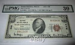 10 $ 1929 Billet De Banque En Monnaie Nationale Damariscotta Maine Me Prix N ° 446 Pmg Vf30