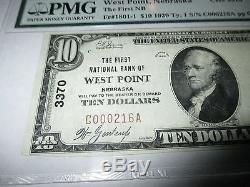 10 $ 1929 Billet De Banque Libellé En Monnaie Nationale West Point Nebraska Ne! Ch. # 3370 Vf