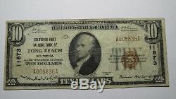 10 $ 1929 Billet De Banque National De La Devise Nationale De Long Beach, Californie Ca # 11873