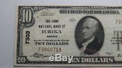 10 $ 1929 Billet De Banque National Du Ks Eureka Kansas B Bill Ch # 7303 Vf30 Pcgs
