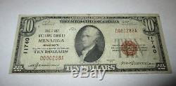 10 $ 1929 Billet De Banque National En Devise Menahga Minnesota Mn Bill Ch. Bill. # 11740 Amende