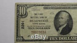 10 $ 1929 Billet De Banque National En Devises De Deadwood Dans Le Dakota Du Sud Sd, Projet De Loi 2389