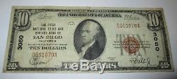 10 $ 1929 Billet De Banque National En Monnaie De San Diego En Californie, Californie, Bill Ch. # 3050 Amende