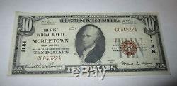 10 $ 1929 Billet De Banque National En Monnaie Du Morristown New Jersey Nj Bill Ch. # 1188 Vf