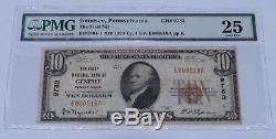 10 $ 1929 Billet De Banque National En Monnaie Nationale Genesee Pennsylvania Pa Billet # 9783 Vf! Pmg