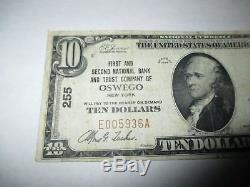 10 $ 1929 Billet De Banque National En Monnaie Nationale Oswego New York Ny # 255 Fine