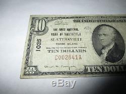 10 $ 1929 Billet De Banque National En Monnaie Ri Slatersville Rhode Island Ri Bill Ch. # 1035