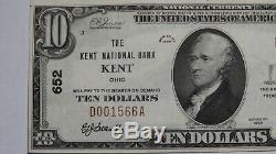 10 $ 1929 Billet De Billet De Banque De La Devise Nationale Kent Ohio Oh! Ch. # 652 Non Circulé