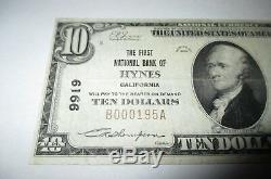 10 $ 1929 Billet De Billet De Banque De La Monnaie Nationale Hynes California Ca! Ch. # 9919 Vf +