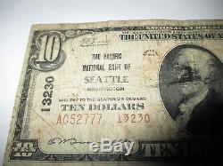 10 $ 1929 Billet De Billet De Banque En Devise Nationale De Seattle Washington Wa! Ch # 13230 Rare