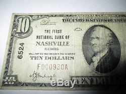 10 $ 1929 Billet De Billet De Banque En Monnaie Nationale De Nashville, Illinois, Il! Ch. # 6524 Bien
