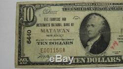 10 $ 1929 Billet De Monnaie National Matawan New Jersey Nj Billets De Banque Bill Ch. # 6440 Rare