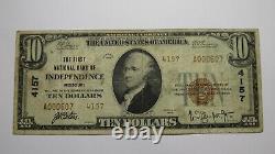 $10 1929 Billet de banque de la National Currency Bank de l'indépendance, Missouri, MO, numéro de série #4157, RARE