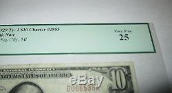 10 $ 1929 Billets De Banque En Monnaie Nationale MI Bay City Michigan MI Bill Ch. # 2853 Vf