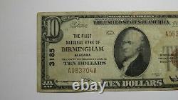 10 1929 Birmingham Alabama Al Monnaie Nationale Banque Note Bill Ch. #3185 Vf
