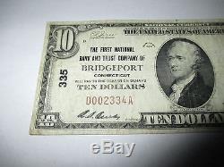 10 $ 1929 Bridgeport Connecticut Ct Note De La Banque Nationale Bill Bill Ch. # 335 Vf