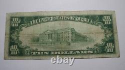 10 $ 1929 Brownstown Indiana Banque Nationale Monnaie Note Bill Charte # 9143 Vf