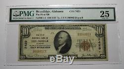 10 $ 1929 Brundidge Alabama Al Banque Nationale Monnaie Note Bill # 7429 Pmg Vf25