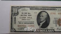 10 $ 1929 Camp Hill Pennsylvania Pa Banque Nationale Monnaie Note Bill # 12380 Vf35