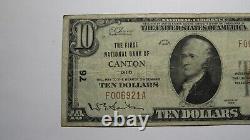 10 1929 Canton Ohio Oh National Monnaie Banque Bill! Charte #76 Fine++