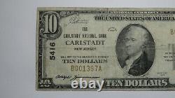 $10 1929 Carlstadt New Jersey Nj Monnaie Nationale Banque Bill Charte #5416
