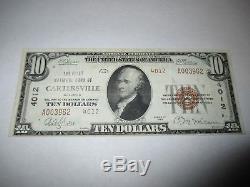 10 1929 $ Cartersville Géorgie Ga Banque De Monnaie Nationale Note De Loi # 4012 Vf ++
