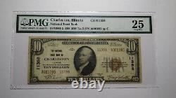 $10 1929 Charleston Illinois IL Monnaie Nationale Note De Banque Bill #11358 Vf25 Pmg