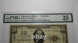 $10 1929 Charleston Illinois IL Monnaie Nationale Note De Banque Bill #11358 Vf25 Pmg