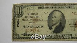10 $ 1929 Charlottesville Virginia Va Banque Nationale Monnaie Note Bill! Ch. # 2594