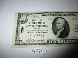 $ 10 1929 Charlottesville Virginia Va National Bill Bank Bill! # 2594 Xf