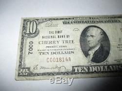 10 $ 1929 Cherry Tree Pennsylvanie Pa Banque Nationale De Billets De Banque Note 7000 Amende