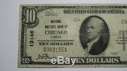 10 $ 1929 Chicago Illinois IL Banque Nationale Monnaie Note Bill! Ch. # 13146 Fin